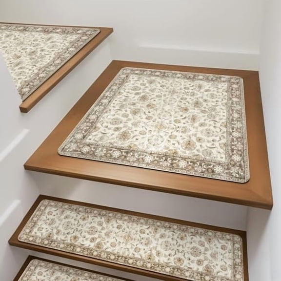 Stair Treads Non-Slip Matching Mat for Wooden Steps, Square Capet Stair Treads Rubber Backing Stair Runner Anti-Slip Stair Landing Mat 31x31 Inch Stair Rugs Carpet for Stairs