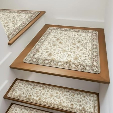 Stair Treads Non-Slip Matching Mat for Wooden Steps Square Capet Stair Treads Rubber Backing Stair Runner Anti-Slip Stair Landing Mat 31x31 Inch Stair Rugs Carpet for Stairs