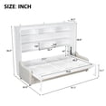 thumbnail image 4 of Euroco Queen Size Murphy Bed with Storage Shelves and LED Light, Heavy Duty Wall Bed with Folding Sofa, Beige, 4 of 16