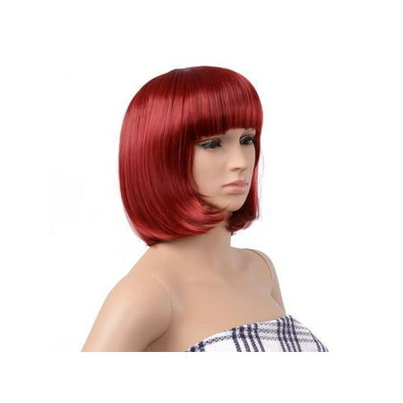 Bob Style Wig Short Straight Bang Hair Full Wigs Hair For Cosplay Disco Party
