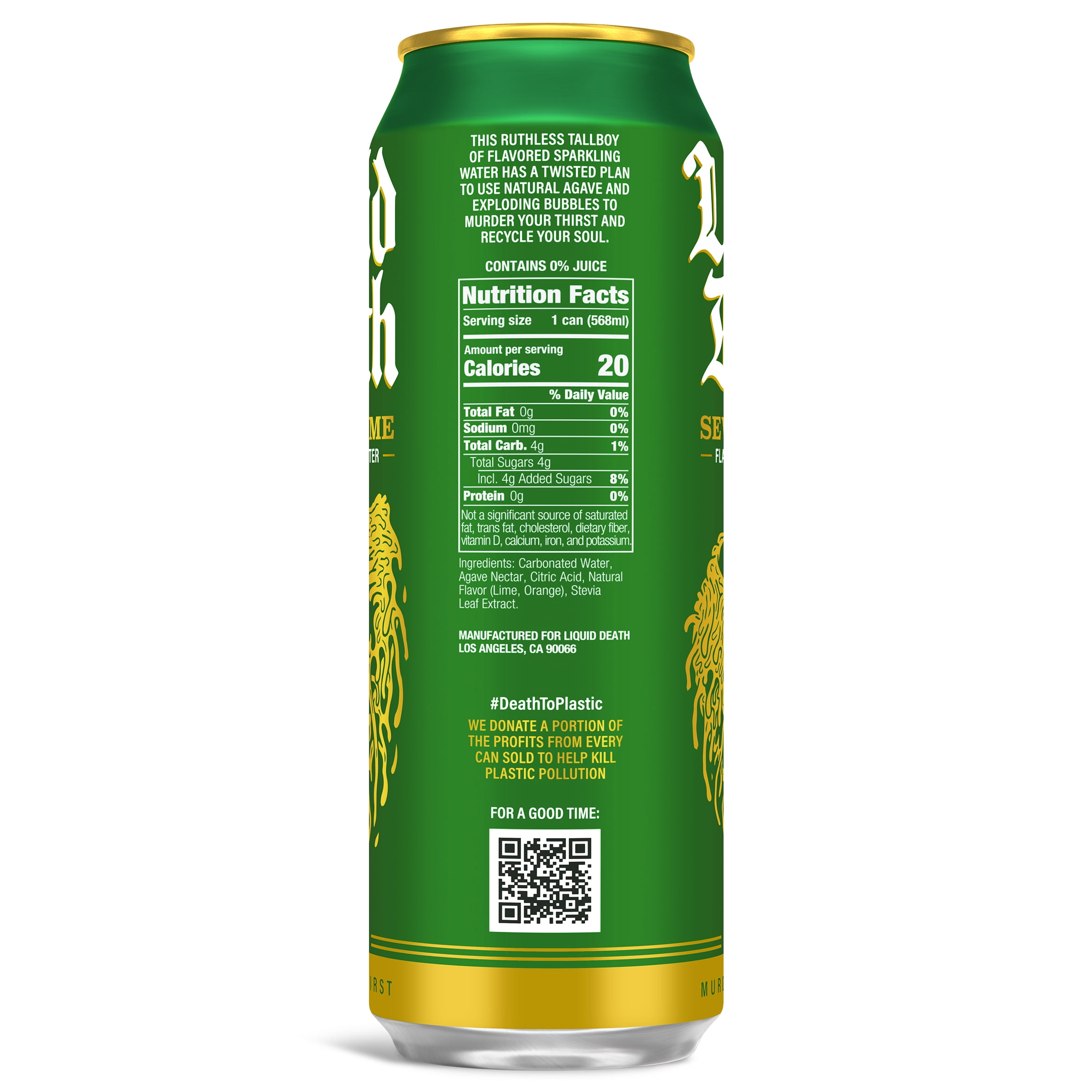 Liquid Death, Severed Lime, Lime-Flavored Sparkling Water, 8-Pack (19.2oz Cans), Low Calorie & No Artificial Sweeteners