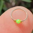 thumbnail image 3 of Thin 14k Gold Filled Tiny Nose Ring Hoop - 2 mm Green Opal piercing Nose Hoop - 24 gauge very Thin Nose Hoop Tiny Piercings Nose Rings hoop - Opal nos, 3 of 4