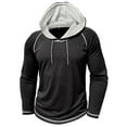 thumbnail image 5 of Hoodies for Mens Contrast Color Sweatshirt Long Sleeve Pullover Drawstring Hoodie Oversized Sweater Loose Fit Workout Shirt Gym Sports Outdoor Sportwear Lightweight Sweatshirts, 5 of 7