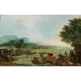thumbnail image 2 of Giuseppe Bernardino Bison 18x13 Gold Ornate Wood Frame and Double Matted Museum Art Print Titled - The Flooding of the Tagliamento River, 2 of 4