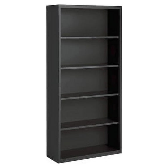 Lorell Fortress Series Charcoal Bookcase 34.5" x 13" x 72" - 5 Shelve(s) - Material: Steel - Finish: Charcoal, Powder Coated
