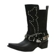 thumbnail image 6 of Cowboy Boots for Women Punk Studded Wide Mid Calf Motorcycle Riding Boots Gothic Western Cowgirl Booties, 6 of 7