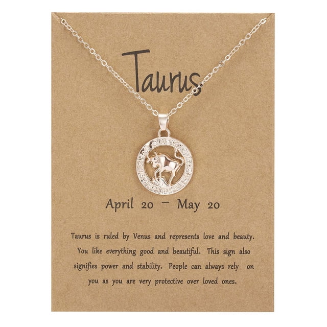 WREESH Twelve Constellation Pendant Elegant Gold Tone Chain Necklaces Letter Horoscope