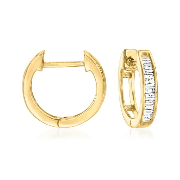 Ross-Simons 0.10 ct. t.w. Diamond Huggie Hoop Earrings in 18kt Gold Over Sterling, Women's, Adult