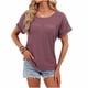 thumbnail image 2 of Xuyuer Women's Tops Casual Scoop Neck Short Sleeve Knit Hollow Out Shirts Loose Tunic Blouses Summer Tops Dressy Lace Trendy Shirts Crewneck T Shirt Hollow Out Loose Blouses, 2 of 6