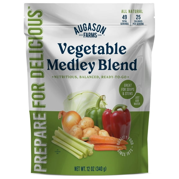 Augason Farms Vegetable Medley Blend Resealable Pouch, Emergency Food Supply, Everyday Meals, 49 Servings