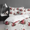 thumbnail image 4 of Christmas Cardinal Full Size Comforter Set, Red Bird Poinsettia Leaf Winter Soft Bedding for All Seasons, 4 Pcs Bed Set with 1Comforter (86"x86") ,1 Sheet(80"x116"), 2 Pillowcases (19"x29"), 4 of 7