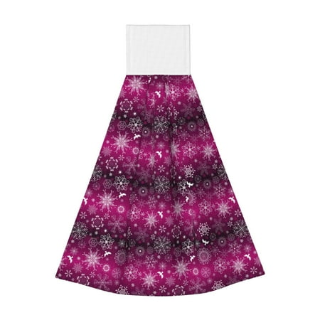 

Adobk Snowflakes And Christmas Print Coral Velvet Hand Wipes Fashion Hanging Kitchen Towel for Bathroom Washcloth Absorbent Tie Towel