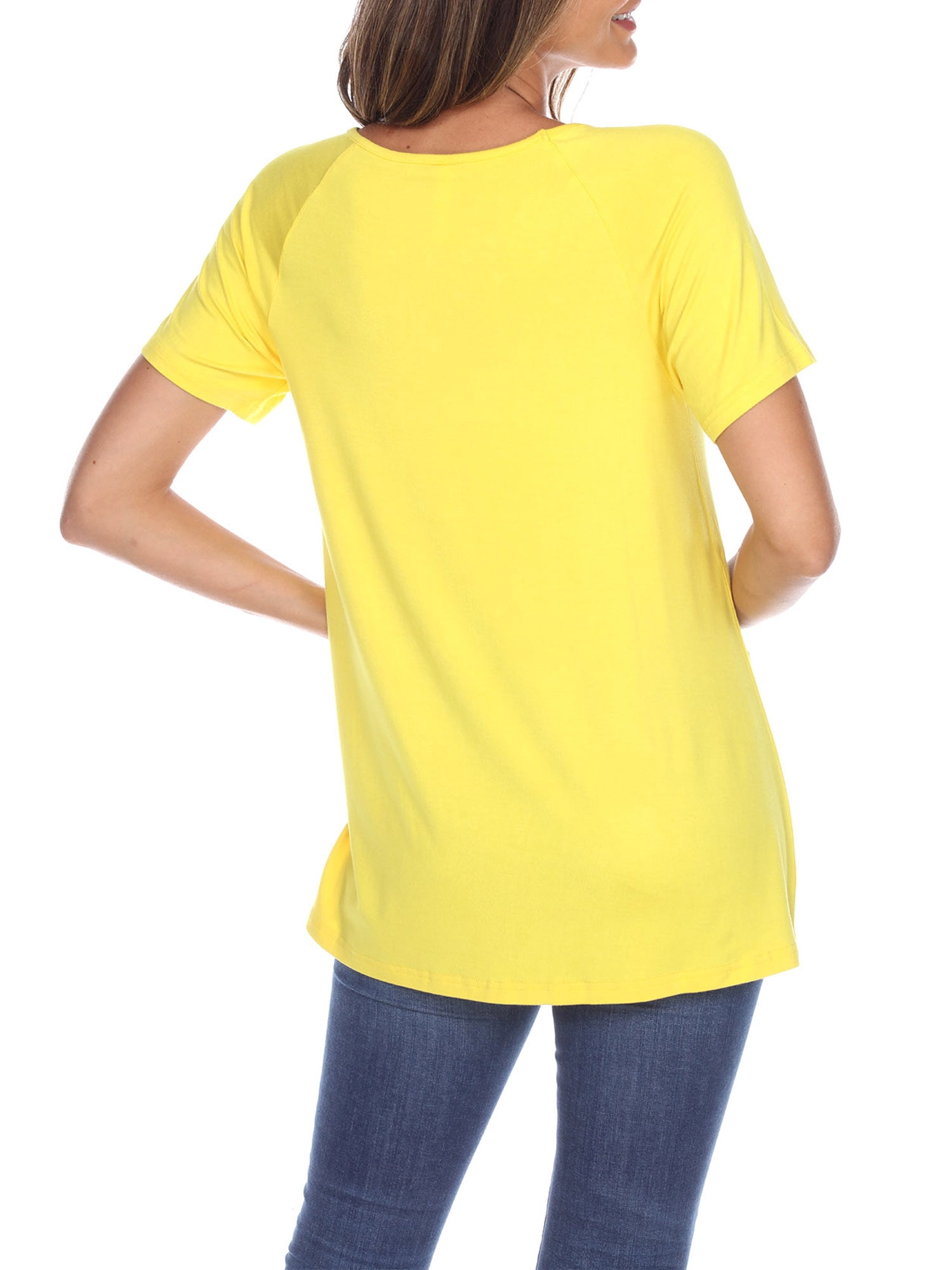 White Mark Women's Crisscross Neck Short Sleeve Top