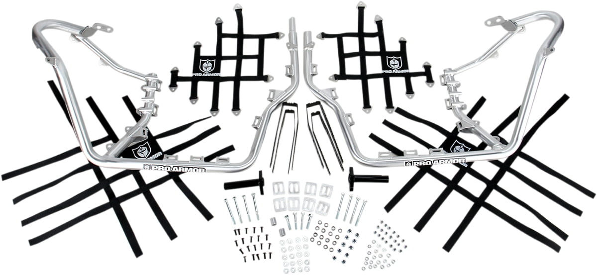 Pro Armor Revolution Nerf Bars with Heel Guard Net Brushed Aluminum