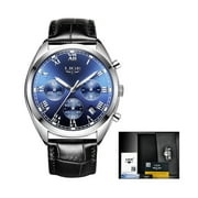 LIGE High End Luxury Mens Watch with Blue Face, 30M Waterproof