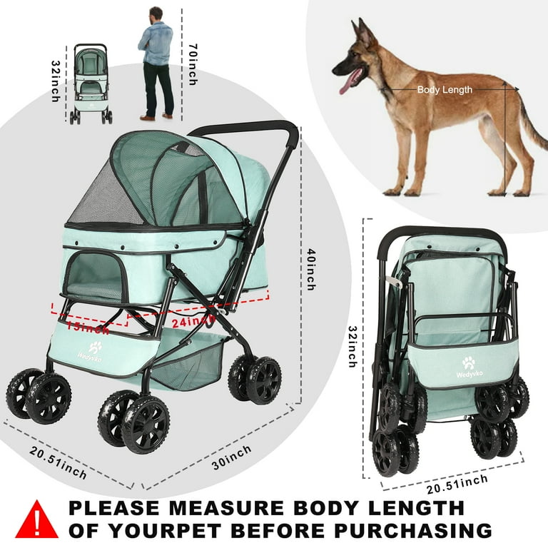Wedyvko Dog Stroller Pet Strollers with Reversible Handle for