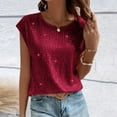 thumbnail image 5 of RMGVDSD Trendy Tops for Women Solid Color Sequin Round Neck Tee Shirts Shiny Cap Sleeve T Shirts Fashion Blouse Tops Casual Party Wear Soft Women Tee Tops, 5 of 9