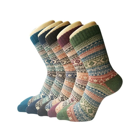

TWZH Women Warm Vintage Wool Thick 5 Pairs Socks