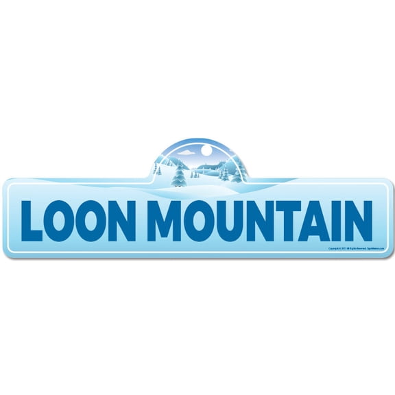 Loon Mountain Street Sign | Indoor/Outdoor | Skiing Skier Snowboarder Décor for Ski Lodge Cabin Mountian House | SignMission personalized gift