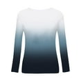 thumbnail image 4 of tklpehg Tops for Women Long Sleeve Shirts for Women Leisure Loose Fit Blouse Graphic Tees Long Sleeve Tops Crewneck Spring Tops Lightweight Gradient Print Pullover Tops Navy XL, 4 of 5