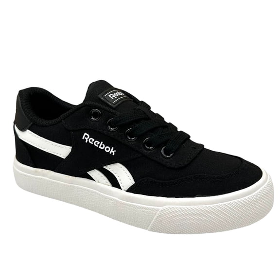Reebok Little Boys Tech Canvas Casual Sneakers Size 12 Black/White Lace up Shoes