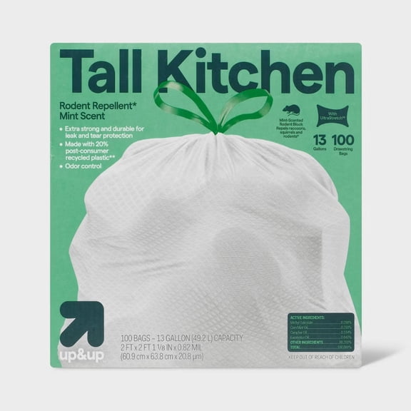 UltraStretch Rodent Repellent Tall Kitchen Drawstring Trash Bags