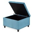 thumbnail image 2 of S-HOME Classic Nail Trim Ottoman with Wooden Legs - Spacious Storage Solution (Linen Fabric), 2 of 10