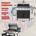 thumbnail image 6 of 50000 BTU Gas Grills, SYNAGR Propane Grill with 566 sq.in Cooking Area, 5-Burner Stainless Steel BBQ Grill with Side Burner and Thermometer for Outdoor Party, Camping, 6 of 10