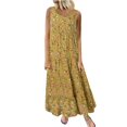 thumbnail image 1 of CHUANK Robe pour Femmes Liquidation Été Femmes Grande Taille Décontractée Ample Sans Manches Florale Quotidienne en Lin Imprimé Longue Robe Maxi, 1 of 9