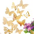 thumbnail image 4 of Pegatinas de pared 3D, impermeables, fondo de pantalla decorativo para el hogar, pegatinas de pared de mariposas huecas y bronceadas metálicas, 4 of 5
