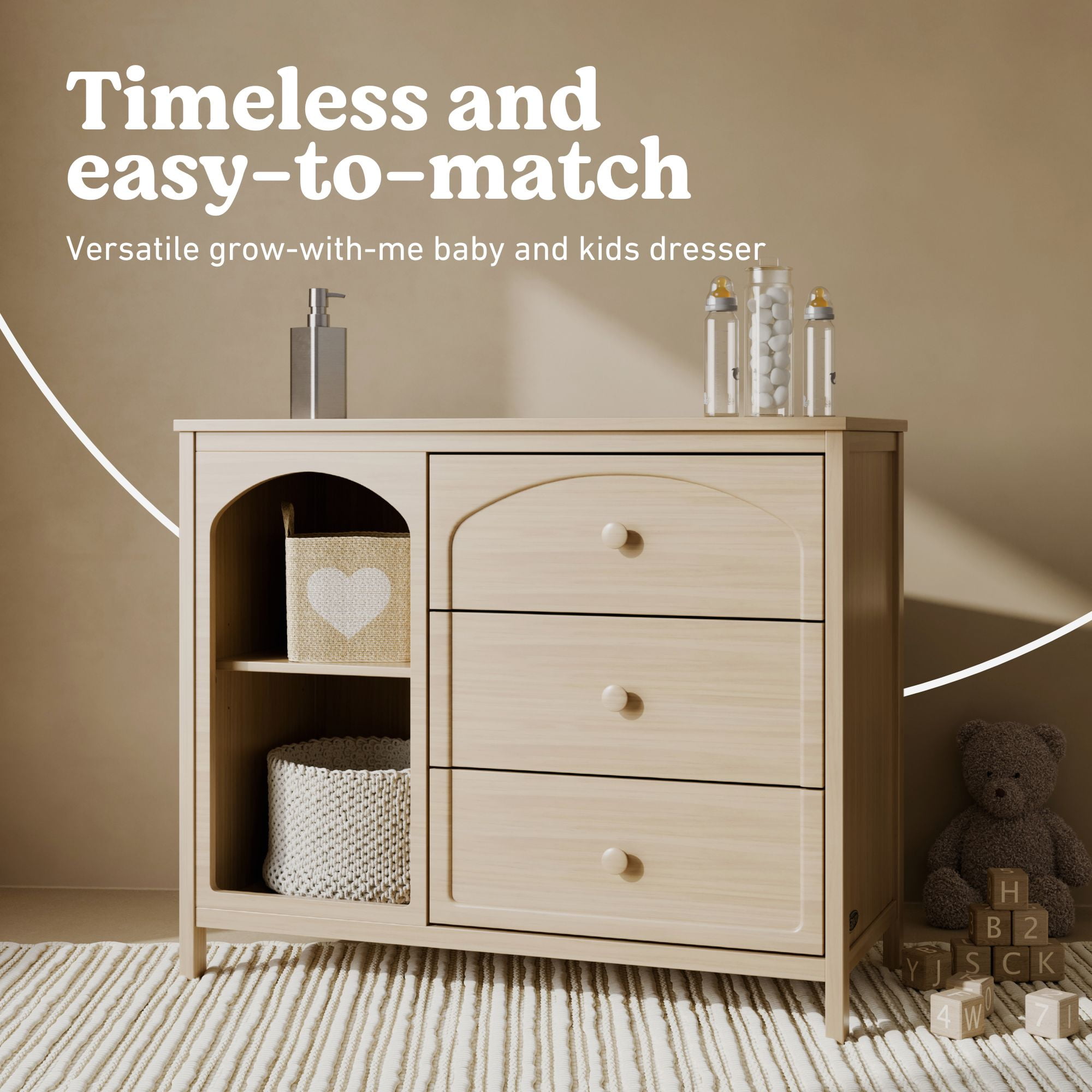 Graco Olivia 3 Drawer Combo Dresser, Driftwood