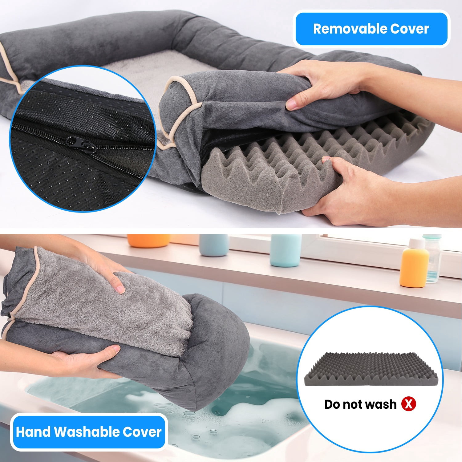 Imountek 30x17x5.5in Large Pet Dog Bed, Sofa Foam Couch Bed with Removable Cover, L