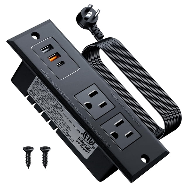 Regleta de alimentación DOACE empotrada con USB C de carga rápida y 2 tomas de corriente alterna