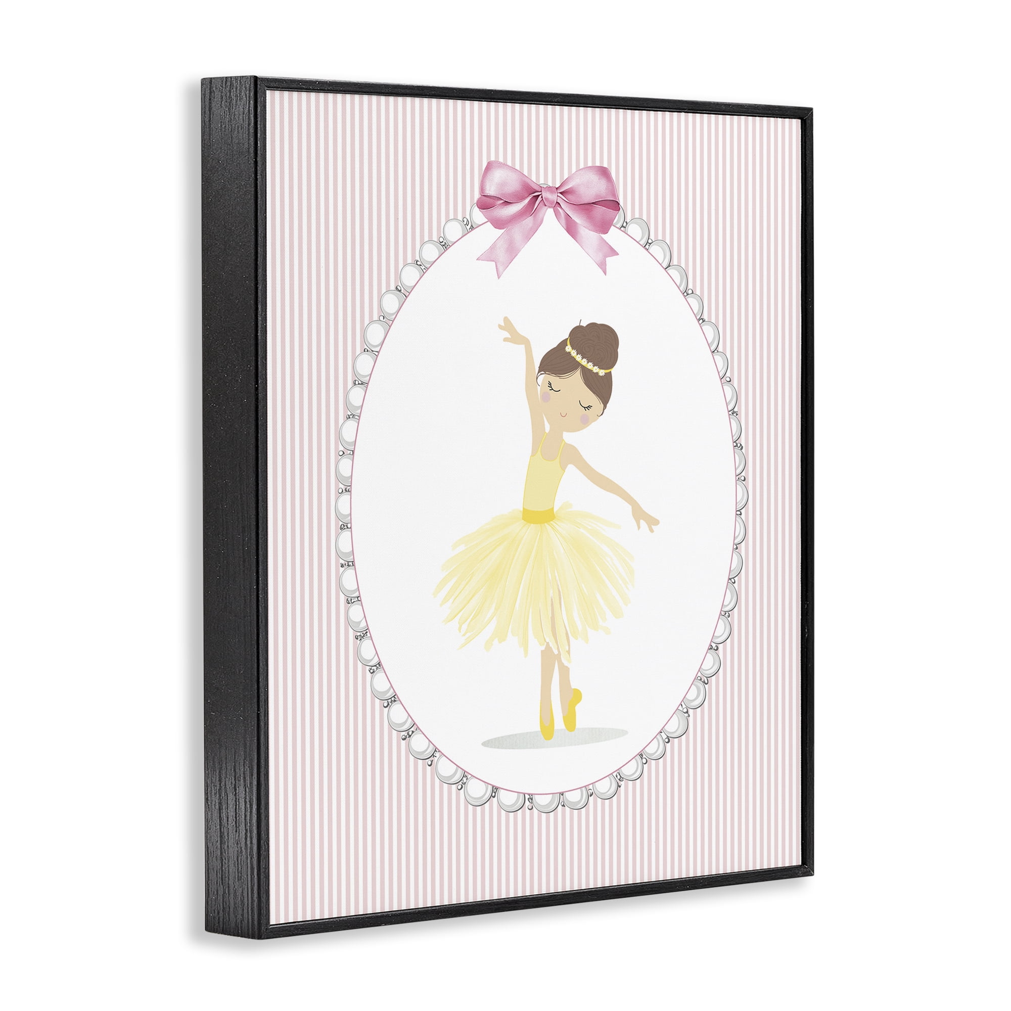 Stupell Industries Dainty Dance on Stripes Black Framed Giclee Art, design by Christine Simpson Art