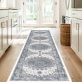 thumbnail image 6 of Vintage Hallway Runner Rugs, 2x10, Non-Slip, Washable, Low Pile,Foldable,Blue Entryway Runners, 6 of 7