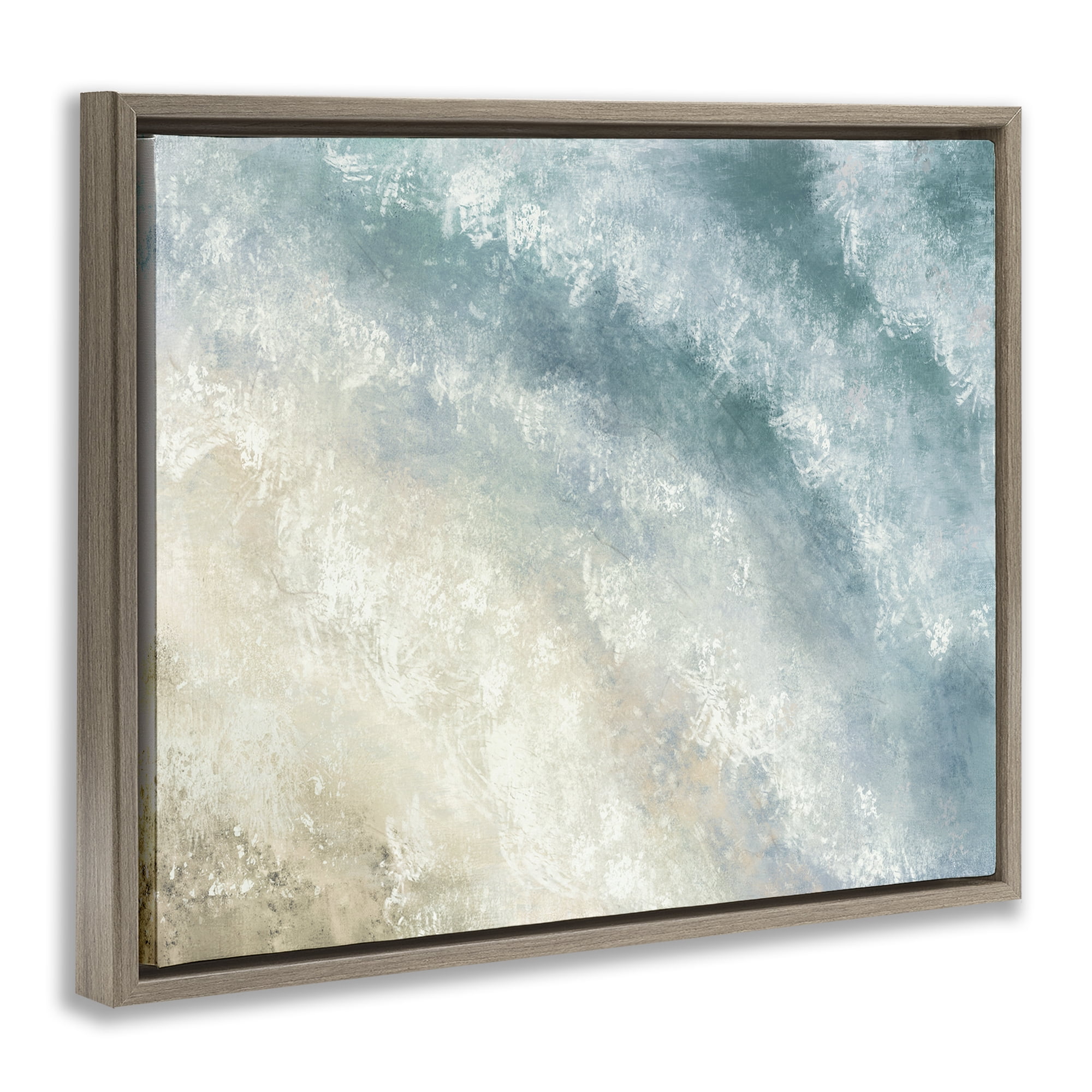 Stupell Industries Aerial Shore Foamy Waves Nautical & Beach Painting Brown Floater Framed Canvas Art Print Wall Art, 21 x 17