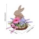 thumbnail image 3 of Figura De Conejo De Plástico Adorno de madera rosa para Pascua con flores artificiales y figura de conejo, simulación de huevo de Pascua para decoración de escritorio del hogar (1 unidad) JASKFLY, 3 of 9