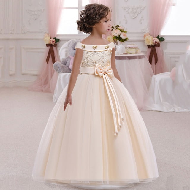 Kids Flower Girl Dress Summer Lace Party Wedding Birthday Gown High Low Dresses 