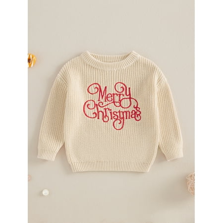 

Mama s sunshine Baby Boy Girl Christmas Sweater Letter Embroidery Crew Neck Long Sleeve Pullover Knit Tops for Winter Fall Streetwear