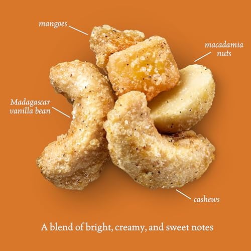 Sahale Snacks Tangerine Vanilla Cashew-Macadamia Glazed Mix, 4 oz Pouches (6 Packs) - Dry-Roasted Deluxe Mixed Nuts with Mangoes & Madagascar Vanilla - Non-GMO, Kosher, & Certified Gluten-Free Snacks