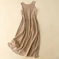 thumbnail image 4 of FAIWAD Robe Débardeur en Coton et Lin pour Femme Été Sans Manches à Cordon à la Taille Robe d'Été Décontractée à Col Rond Robes Maxi, 4 of 5