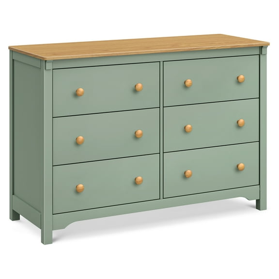 DaVinci Shea 6-Drawer Dresser in Light Sage and Honey