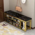 thumbnail image 4 of Taburete largo de acero y madera para cambiar zapatos, armario de almacenamiento, Zapatero, taburete de descanso de entrada, asiento para zapatos, silla de tienda, 4 of 4