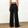 thumbnail image 4 of Women's Wide Leg Pants Faux Suede High Waist Barrel Palazzo Pants Casual Waistband Drawstring Comfy Baggy Trousers Black, 4 of 8