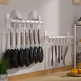thumbnail image 2 of Soporte para utensilios de cocina, soporte de pared para ollas y sartenes, riel de cocina con 8 ganchos para colgar utensilios de cocina, tazas, cucharas, montaje en la pared, acero inoxidable, 2 of 4
