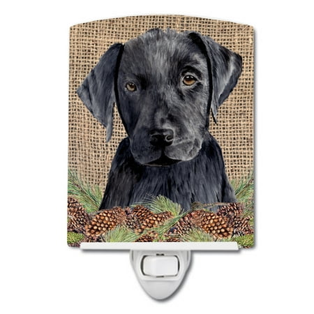 

Labrador Faux Burlap and Pine cones Ceramic Night Light