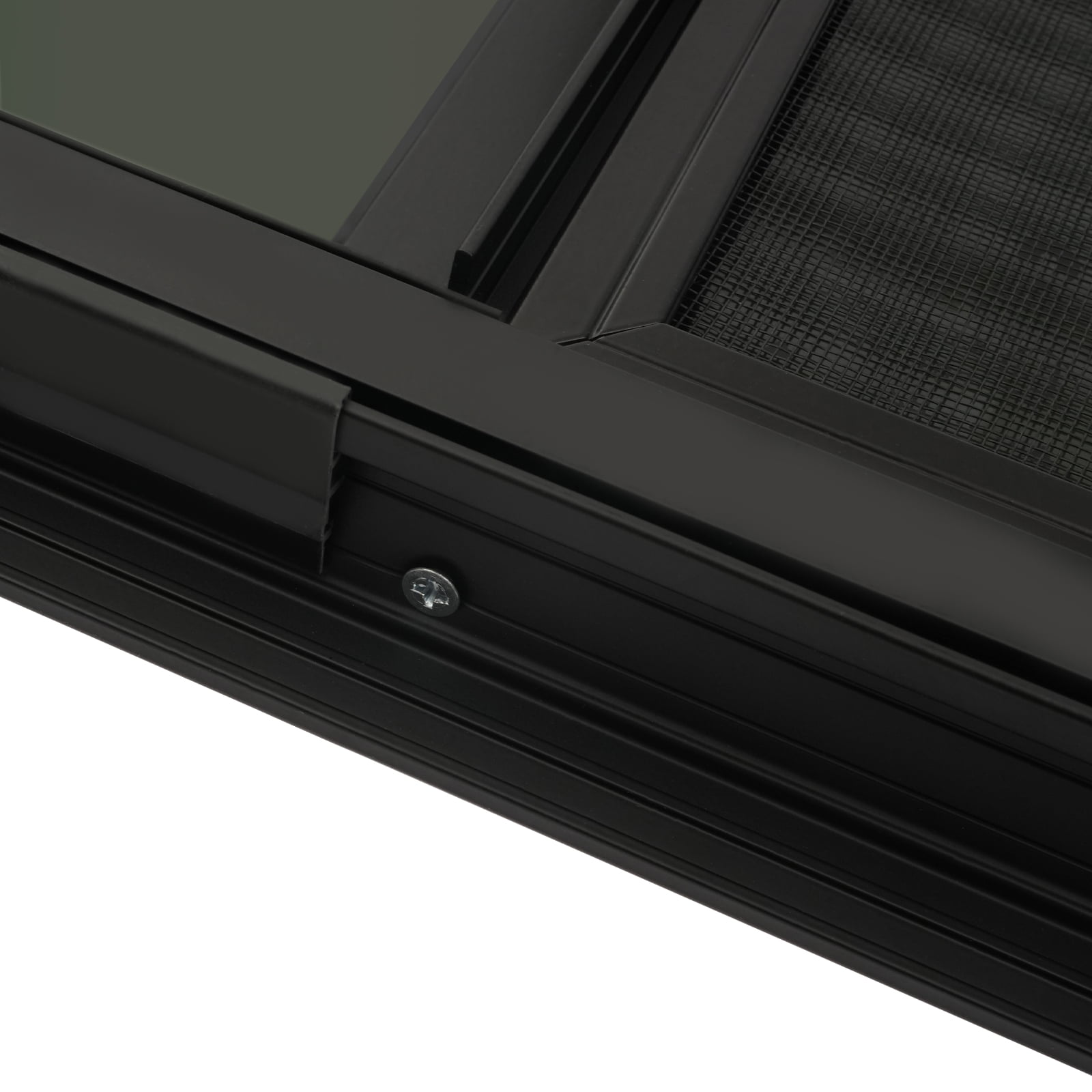 High-Quality RV Horizontal Window, Black Aluminum Alloy Frame with Screen Window, UV Protection, Water-Sealed, Modern Style, Perfect for RV Upgrade