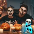 thumbnail image 3 of Halloween Spooky LED Light & Sound Stacked Skulls Icon Statuette, 7-in Battery-Operated Figure Home Table Glow Creepy Centerpiece Party Favor Haunted House Prop Decor Gift with EBK Bag, 3 of 7