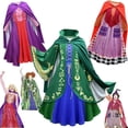 thumbnail image 2 of Disfraz divertido de Hocus-Pocus 2 para fiesta de Halloween, disfraz de Sarah Sanderson Sisters, disfraz de cosplay, trajes para niñas, ropa de reina bruja, 2 of 5