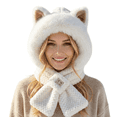 thumbnail image 6 of Tumao Scarf Hat with Fox Ears, Hooded Warm Scarf Fluffy Soft Bear Warmer Neck, Winter Cozy Gifts, 6 of 6